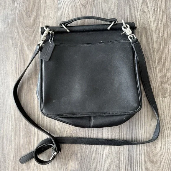 VTG 90s Coach Black Leather Willis Crossbody Bag Purse Turnlock 9927 - Picture 11 of 16